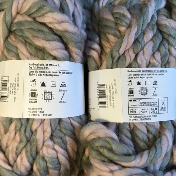 Loops and Threads Yarn Ariel Big Chunky Twist Pink Grey *Lot of 3* Giant Skeins - Picture 4 of 4